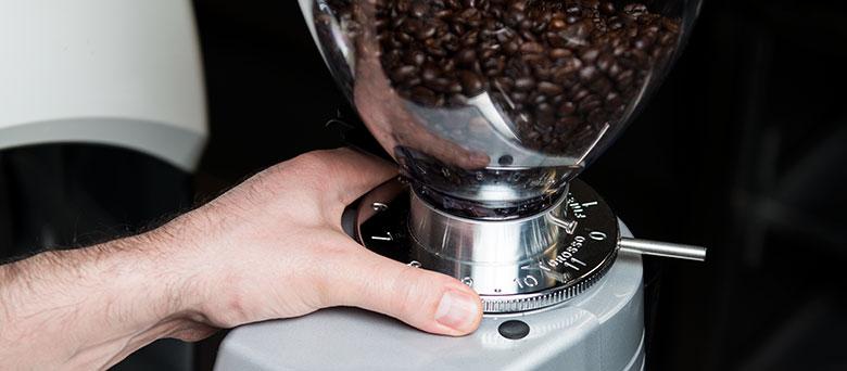 Coffee in a coffee grinder